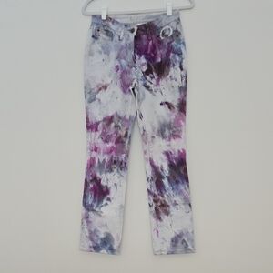 Boden Tie-Dye Jeans White Jeans Straight Leg Behemian 90's Y2K Size 4